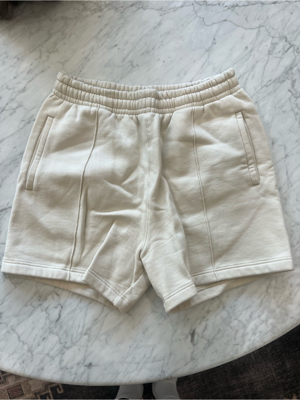 Women's Cream Athletic Elastic-Waist Shorts